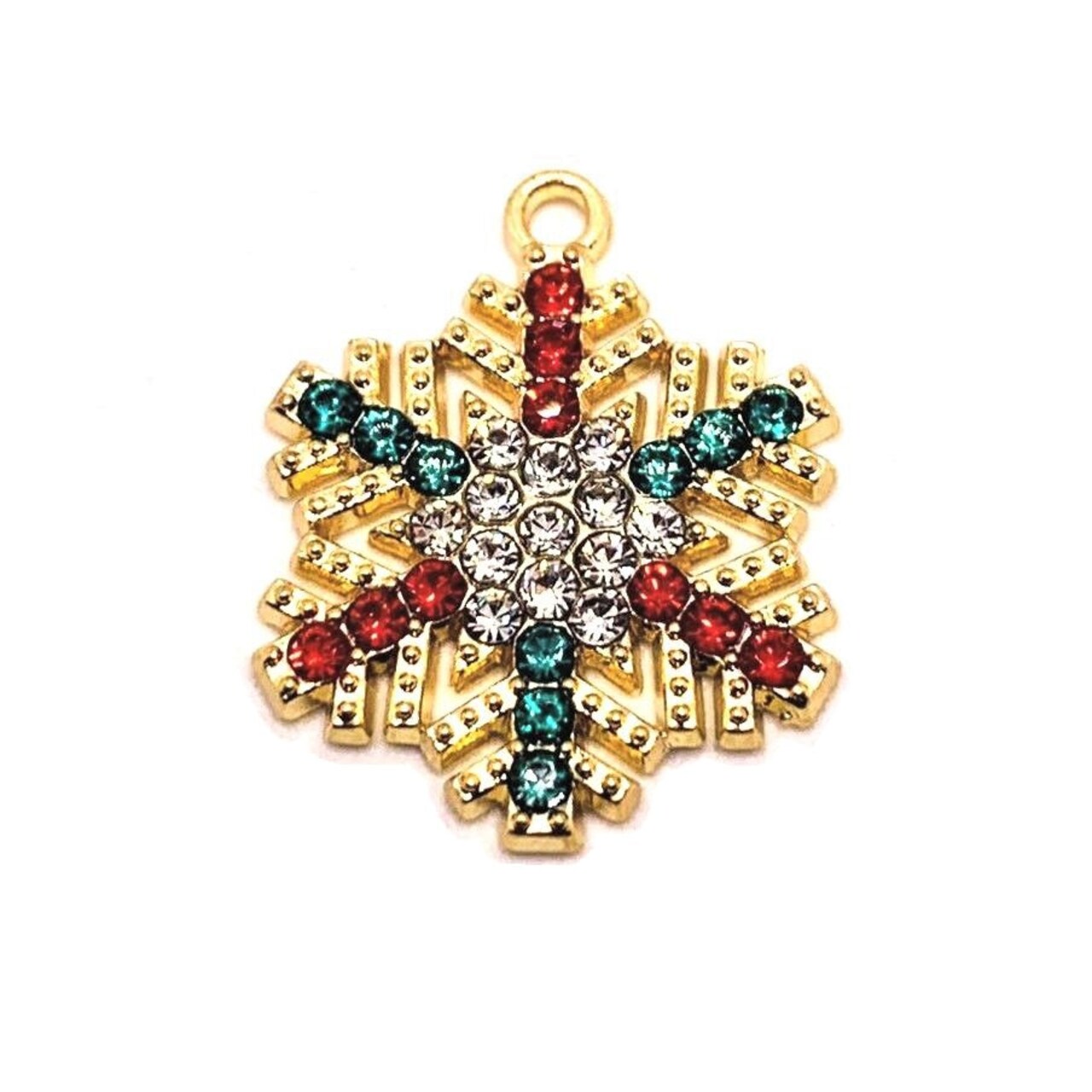 4, 20 or 50 Pieces: Gold Toned Rhinestone Snowflake Charms